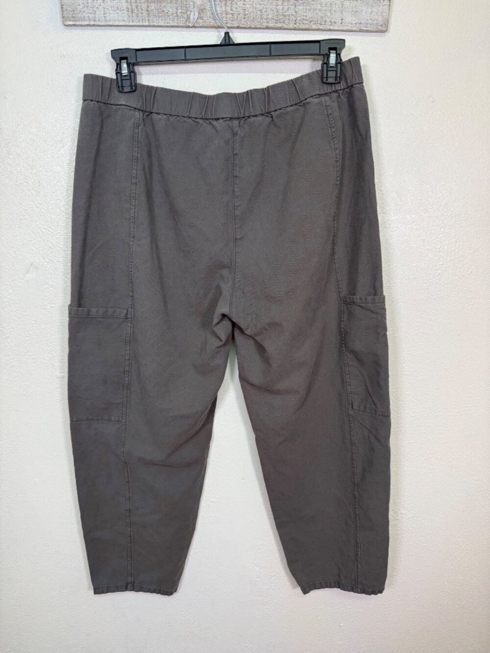 Eileen Fisher Cotton Hemp Stretch Lantern Pant Easy Fit Ankle Length Grove Large - Picture 4 of 16
